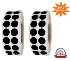 Royal Green Round Dot Sticker (11/16 Inch) Black 17MM 2440 Labels on Rolls