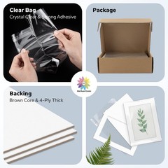 Mat Board Center 5×7 For 4×6 White Mat Kit Acid Free 4Ply Includes Bags Pack 50