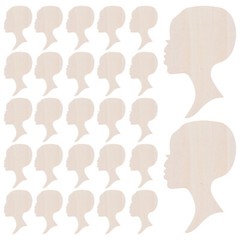 12PCS Head Silhouette Wooden Cutout African Woman Face Cutout Door Wall Hanging