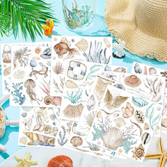 16 Sheets Ocean Boho Rub on Transfers Stickers Mixed Sea Life Rub on Transfers f