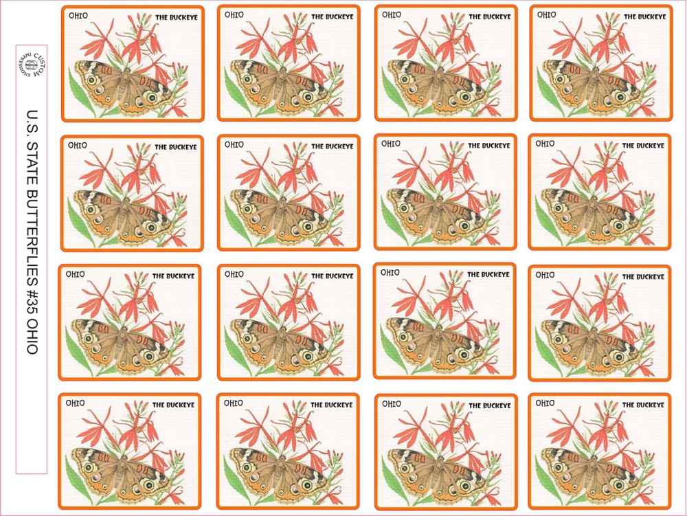 OHIO STATE BUTTERFLY – THE BUCKEYE SIZE 2.5″ X 2″ – 16 PER SHEET