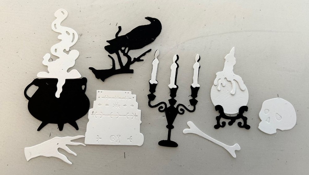 Halloween Die Cuts * Spooky Halloween Scene Setter * Three Sets * B&W Cardstock