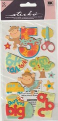 NEW! Sticko Five 5 YEARS OLD Pre-School theme 3-D stickers 79520 Fast FREE ship!