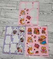 Vtg Scratch & Sniff Stickers Sheet Lot Strawberry Bears Chocolate Dog Sticker