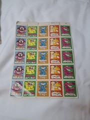 Vintage Retro 90s Lick N Stick Stamp Stickers Full Sheet Rewards Funny Monsters