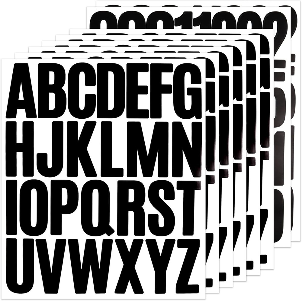 280 Alphabet Number Stickers, 8 Sheets 2 Inch Self-Adhesive Vinyl Letters Sticke