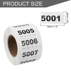1 Roll Inventory Number Sticker 1.6×0.8″ 5001-6000 Consecutive Number Sticker