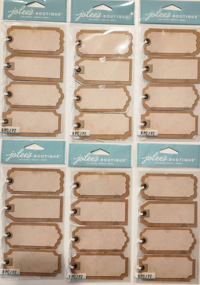 Lot of 6 packs JOLEE’S Boutique Burlap TAGS with Twine