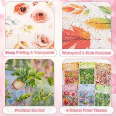 660+ Botanical Flower Stickers 36 Sheets Transparent Scrapbook Journal Decals
