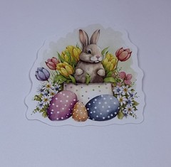 Cute Easter Bunny Animal Sticker Vinyl Decal Journal Wall Eggs Tulips Art Tc6