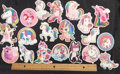 🌈LOT of 5 RAINBOW UNICORN stickers cartoon fantasy happy clouds hearts FUN