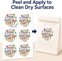 First Day of School Treat Stickers, 60 PCS 2 Inch round | Teacher Welcome Labels