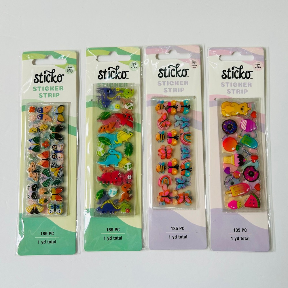 STICKO Sticker Strip – 4pk – assorted lot – 648 PCS- NEW !