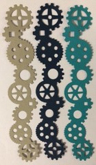 GEAR BORDER Die-Cuts(3pc)6”x 1” Steampunk•Cogs•Sprocket•Vintage •Machine•Antique