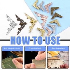 160Pcs 4 Colors Metal Book Corners Protector 2 Styles Guard Edge Cover Book S…