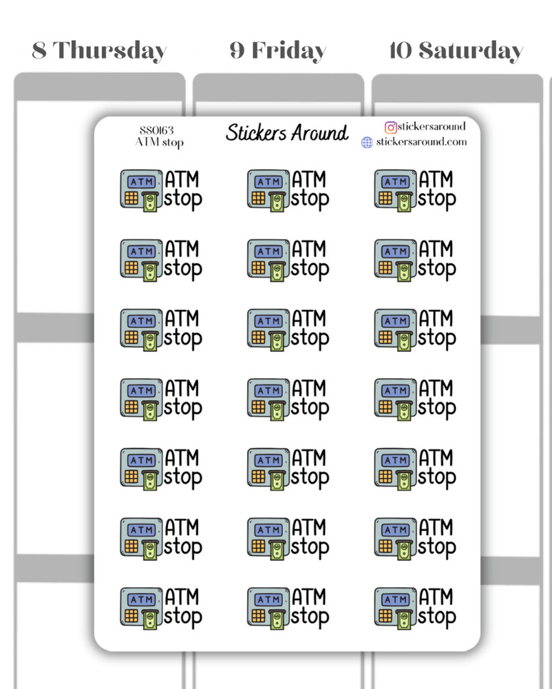 ATM Stop Script Planner Sticker, Cash withdrawal , Finance, Calendar Sticker