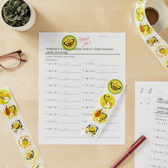 Bee Sticker Roll – 1000 Count, 1.5 in Round, Multicolor – Self-Adhesive Bumblebe