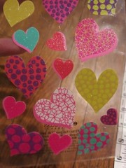 Sticko Stickers Valentines Glitter Hearts Pink Purple Green Blue Dots Circles