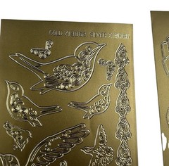 2 Sheets Hot Off The Press Dazzles Gold Stacked Rose 1830 & Gold Bird 1840 9 x 4