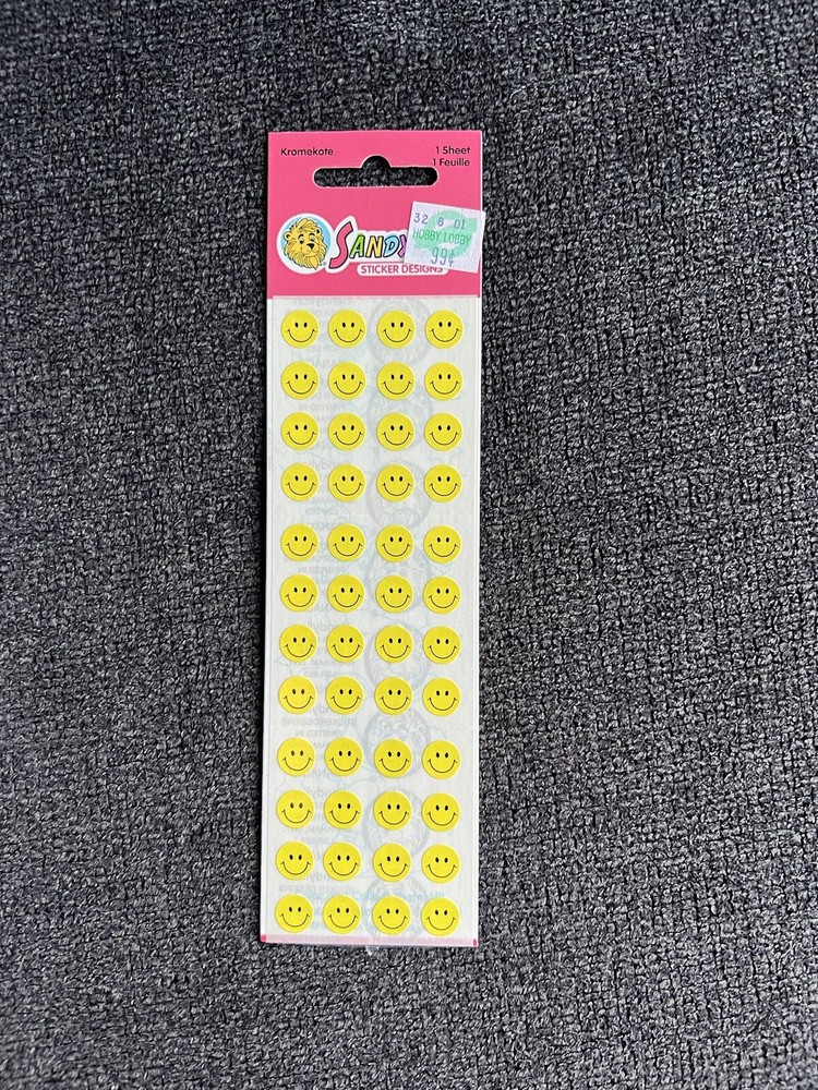 SANDYLION Yellow Smiley Faces Stickers Classic Smile Design New In Package