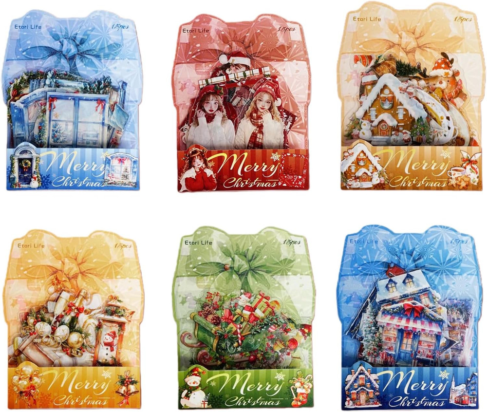 90 Pcs Vintage Christmas PET Stickers for Journaling – Cozy Winter Aesthetic Sno