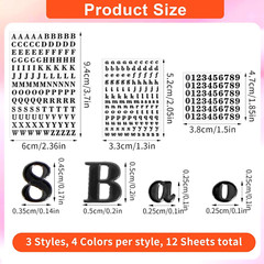 12Sheets Small Letter Stickers, 0.1-0.2» Mini Alphabet Stickers Self-Adhesive E