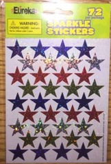 Lot Of 3 Eureka Colorful Sparkle STARS & Darice Foamies Star Stickers Scrapbook