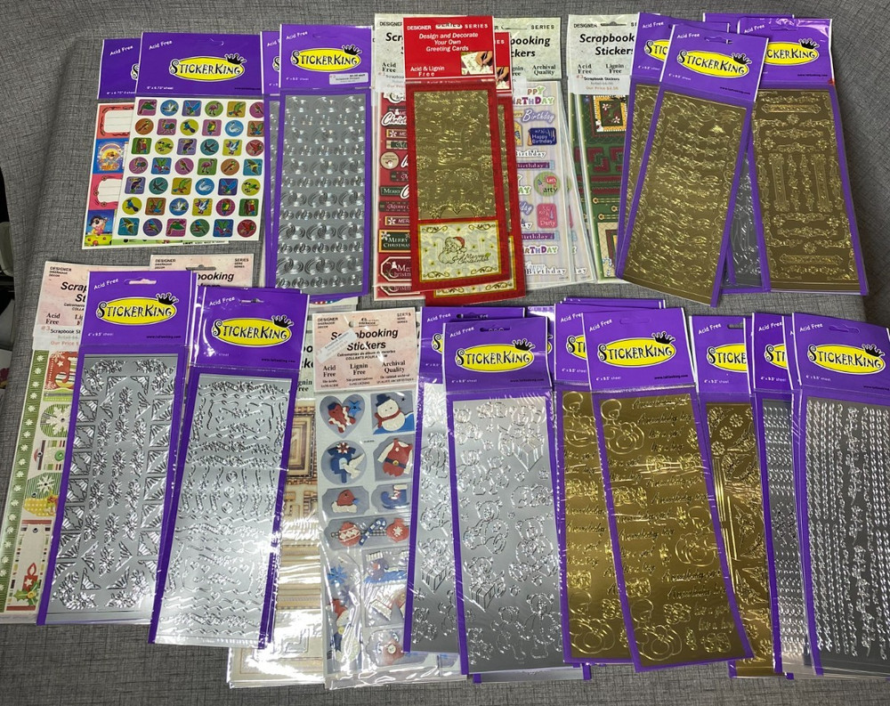 NOS Sticker King Vintage Prism Stickers Gift Tag Scrapbooking 48 Pack Lot NEW