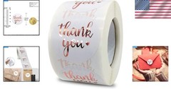 500 Self-Adhesive Rose Gold Thank You Stickers – Perfect for Gifts & Cards