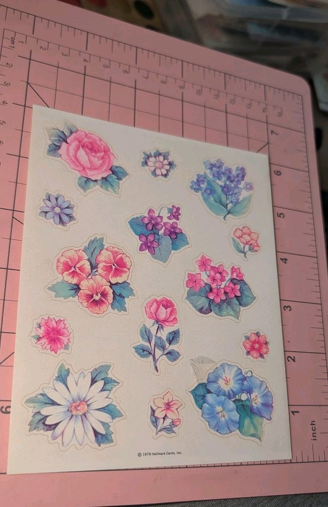Vintage Hallmark Stickers Flowers 1 Sheet 1979 READ