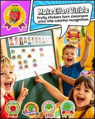 Reward Smelly Roll Stickers for 4 Rolls, 1200 PCS 4 Scent Scratch and Sniff S…