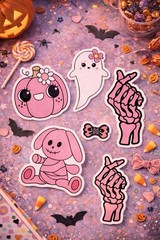 Pink Halloween Sticker Set – 25 Piece