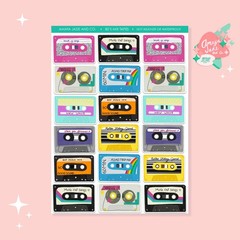 80s Mix Tapes Sticker Sheet Perfect for Scrapbooks and Favors