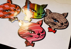 WINKING CATS 15 VENDING STICKERS *CHOOSE ONE* GLITTER VINYL ICONIC RETRO