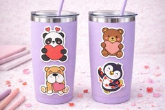 Valentine’s Day Cute Animals Sticker Set – 12 Piece