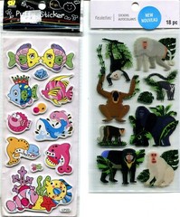 Lot of 17, Animal scrapbook stickers – Horses, Zoo, Farm, Fish, Monkey, Giraffe