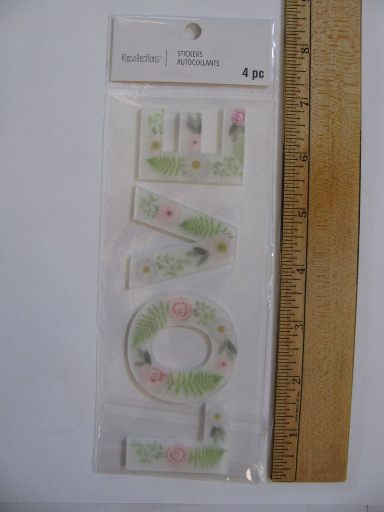Recollections Stickers LOVE Flowers 1 Piece NIP