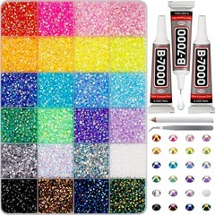24 Mix Jelly AB Colors 3mm Rhinestones with Glue for Nail Art and Crafts