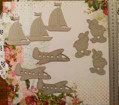 Chipboard BABY TOYS – 3 of each BOATS or AEROPLANE or SHEEP – Select Choice FST