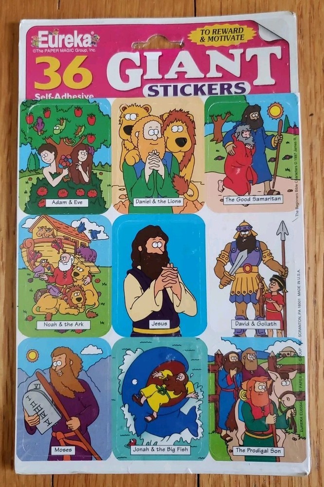 Vintage Eureka Bible Story Stickers Paper Magic Group 1997 Moses Noahs Ark Jesus