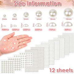 1980Pcs Self Adhesive Pearl Stickers, Shynek Pearls Sticker Gems for Hair, Face,