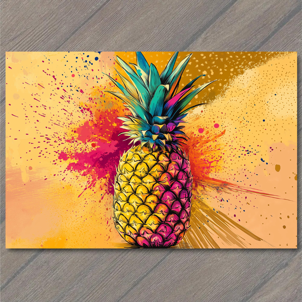STICKER Pineapple Neon Pop Fruit Color Explosion Yellow Pink Teal Orange Spray
