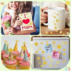 Gold Glitter Foam Star Stickers Self Adhesive Small Large Shape Stickers