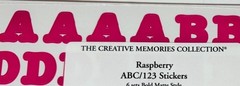 Creative Memories ABC/123 Raspberry Pink Sticker Sheet Bold Matte Letters