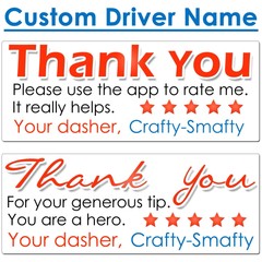 for DoorDash Thank You Stickers Driver CUSTOM NAME Increase Ratings and Tips