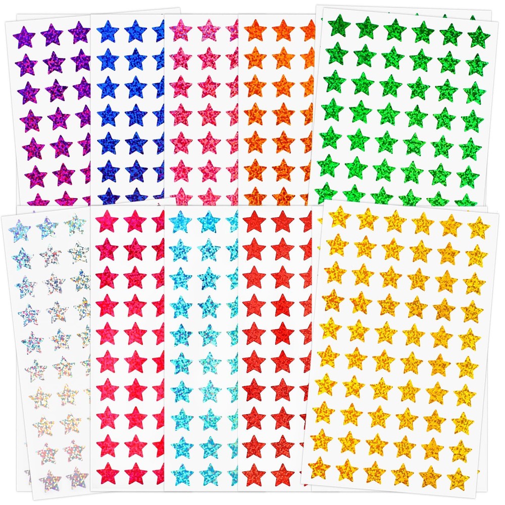 3000 Pack Holographic Foil Metallic Star Stickers for Kids Reward School Home