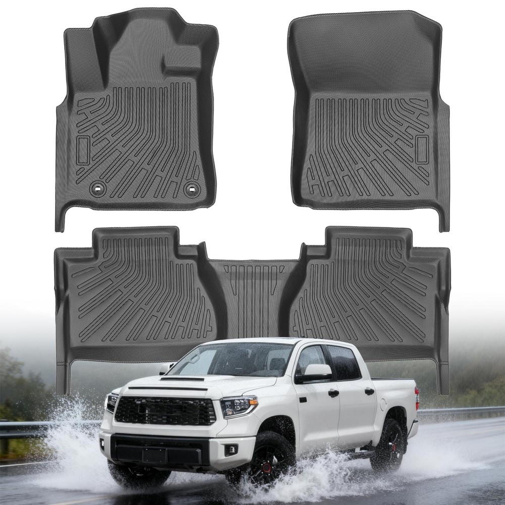 Floor Mats for Toyota Tundra Double Cab/CrewMax Cab 2014-2021, Custom Fit Flo…