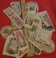 47 French perfume fussy cut images vintage ephemera, junk journal, scrapbook