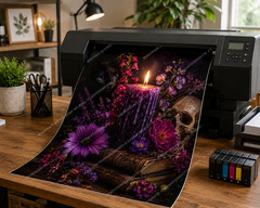 USA Veteran Gothic Purple Candle Black Cat Skull Floral Removable Vinyl Wall Art
