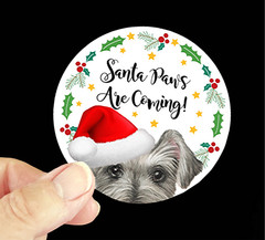 Schnauzer Santa Hat Christmas Stickers